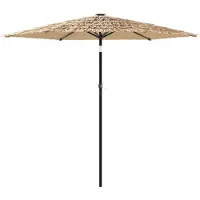 vidaXL Parasol avec LED et mât en acier brun 268x268x226 cm