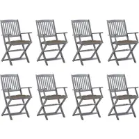 vidaXL Chaises de jardin pliantes 8 pcs. avec coussins en bois massif d'acacia