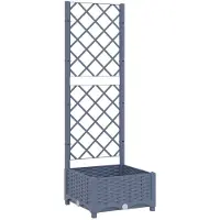 vidaXL Jardinière avec treillis Bleu Gris 40x40x121,5 cm PP