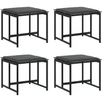 vidaXL Tabourets de jardin avec coussins lot de 4 noir acier/textilène