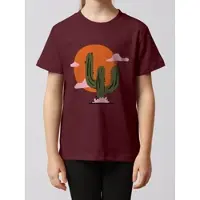 Watabout.kids T-Shirt 'Kaktus im Sonnenuntergang' vert foncé / orange foncé / rose / bordeaux