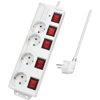 Logilink LogiLinkLPS252 multiprise, 4x avec 5 interrupteurs, blanc