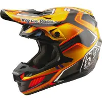 Troy Lee Designs SE5 Carbon Crest, casque de motocross ,Noir/Or/Rouge ,XL