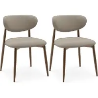 COLAMY - Ensemble de 2 chaises de salle à manger, rembourrées, avec pieds en métal, patins antidérapants et dossier incurvé, couleur marron