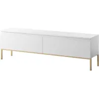 Selsey Bemmi - Élément TV, blanc avec structure métallique dorée, 150 cm