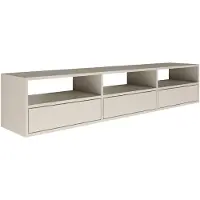 Selsey Framme - Buffet TV suspendu avec trois abattants et étagères ouvertes, gris cachemire, 150 cm