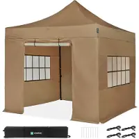 Vonroc Tente de réception Premium Easy-Up - 3x3 m | Ensemble incl. parois latérales - Beige