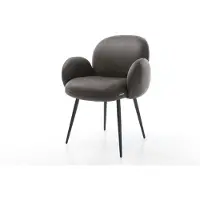 DELIFE Chaise-de-salle-à-manger Nube-Flex avec accoudoirs microvelours anthracite vintage 4 pieds coniques noir ressorts ensachés