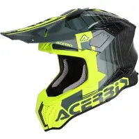 Acerbis Airstrike-C Dekor, casque de motocross ,Jaune Néon/Gris/Carbone ,M