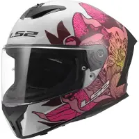 LS2 Casque LS2 FF820 Rapid III, motif "coquelicots", blanc/rose, taille L (59/60)