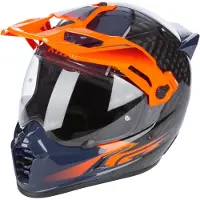 KLIM Krios Pro ECE/DOT Echo, casque d aventure ,Carbone/Noir/Bleu Foncé/Orange ,M