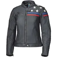 Held Veste en cuir de moto Midway pour femmes, noir/blanc, 46