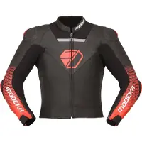 Modeka Yron, veste en cuir ,Noir/Rouge ,56
