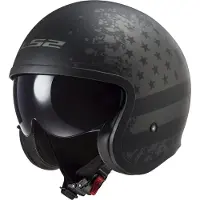 LS2 OF599 Spitfire II Mat Noir Flag Casque Jet Taille S