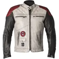 Helstons Tracker Natural Veste en cuir Blanc/Noir/Rouge M hommes