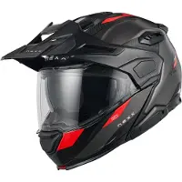 NEXX X.Lifecountry Terra, casque rabattable ,Mat Noir/Gris/Rouge ,M
