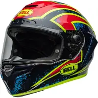 Bell Race Star DLX Flex Xenon, casque intégral ,Noir/Rouge/Jaune Néon/Bleu ,L