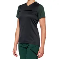 100% Maillot de vélo à manches courtes pour femmes, modèle Ridecamp, taille L, couleur anthracite/vert forêt - respirant...