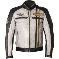 Helstons Indy Veste en cuir Noir/Blanc/Jaune M hommes