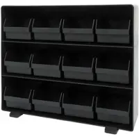 Mendler Boîte de rangement HWC-M10, système de stockage de boîtes pour petites pièces, 12 compartiments amovibles, 30x33x8cm noir