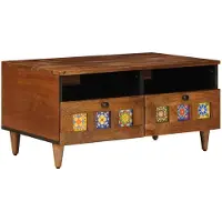 vidaXL Meuble TV avec étagère Noyer 70 x 33 x 46 cm Bois massif Mango