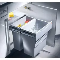 Hailo 3668-50 : Tri sélectif pour déchets, capacité de 49 litres (30 + 19 litres), système EASY CARGO 2, à partir d'une largeur de meuble de 50 cm