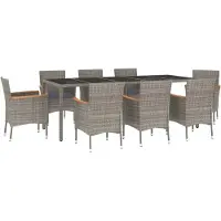 vidaXL Salon de jardin 9 pièces avec coussins Gris Poly Rattan