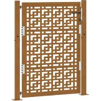 vidaXL Portail de jardin 105 x 130 cm en acier patiné avec croix