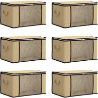 vidaXL Boîte de rangement avec fenêtre latérale transparente, lot de 6, couleur crème