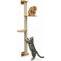 Eyepower 130 cm Arbre à chat mural avec 2 plateaux pour chats - Arbre à chat en sisal à monter au mur