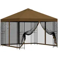 vidaXL Kiosque de jardin avec parois latérales, 3 x 3 m, taupe