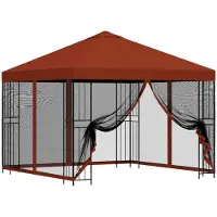 vidaXL Kiosque de jardin avec parois latérales, 3 x 3 m, couleur terre cuite
