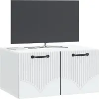 vidaXL Meuble TV mural blanc 59,5 x 41 x 30 cm en aggloméré