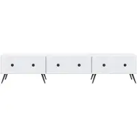 vidaXL Meuble TV avec tiroirs, blanc, 147 x 34,5 x 30 cm, aggloméré