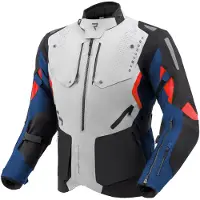 Rebelhorn Veste textile imperméable Hiker 4 pour moto, gris clair/bleu/rouge, taille XL