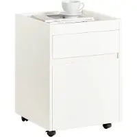 SoBuy Table d'appoint sur roulettes - Max 25KG - Blanc - 40 x 40 x 54 cm