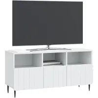 vidaXL Meuble TV avec tiroirs, blanc, 102 x 34,5 x 50 cm, aggloméré