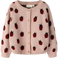 Lil´ Atelier Cardigan 'NMFLulio' poudre / rouge foncé / noir