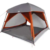 vidaXL Tente familiale pour 6 personnes grise et orange étanche à l'eau