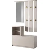 Selsey Yesfir - Ensemble de meubles d'entrée avec armoire à chaussures et crochets, Greige