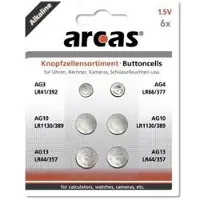 Arcas Pack de 6 piles bouton Arcas AG3-AG13 0% Mercury/Hg