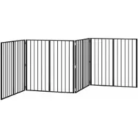 vidaXL Barrière pour chien, 4 pièces, noir, 100 x 100 cm, acier galvanisé