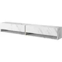 Selsey TV-Lowboard Mirrgo Blanc Marbre avec inserts dorés, largeur 200 cm