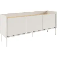 Selsey Tovi - Meuble TV 3 portes, 140 cm, Blanc / Chêne finition bois