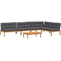vidaXL Ensemble de 5 canapés de jardin en palettes avec coussins en acacia