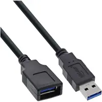 InLine 35665 Câble USB 3.0, A prise / prise femelle, noir, 5m