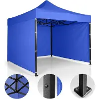 Plonos PL-300, tente pliante pour jardin, dimensions 3 x 3 mètres, 3 parois, couleur bleue