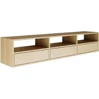 Selsey Framme - Buffet TV suspendu avec trois abattants et étagères ouvertes, aspect bois chêne, 150 cm
