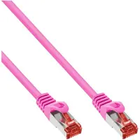InLine 76433M Câble de raccordement, S/FTP (PiMf), Cat.6, 250MHz, PVC, cuivre, rose, 0.3m