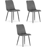 Leobert Chaise - - Lava - Velours Gris Foncé - 43 X 51 X 90 Cm - Lot De 3